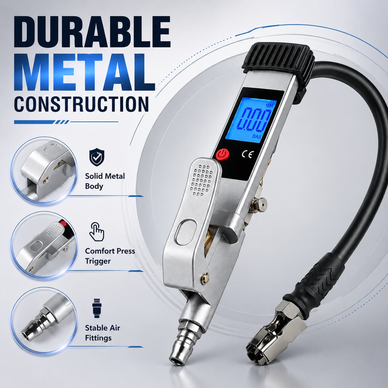 SEAPENG DP-708E tire pressure gauge for cars trucks and RVs
