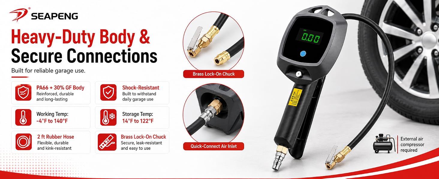 SEAPENG BW-E02 digital tire inflator gauge product detail