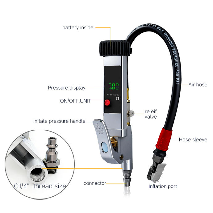 SEAPENG DP-708E Digital Tire Pressure Gauge, 5-230 PSI