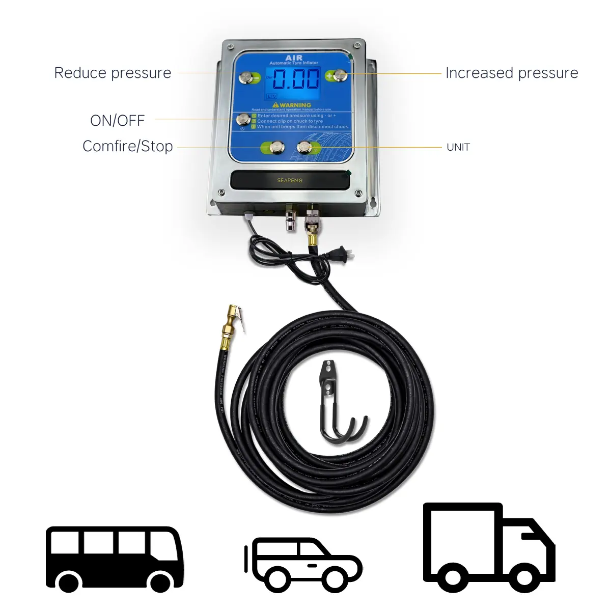 SEAPENG DP-Q07 Wall-Mounted Aluminum Tire Inflator