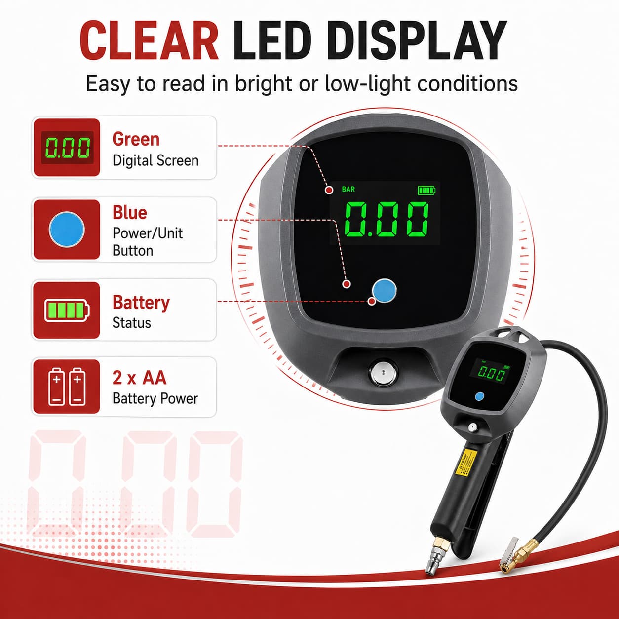 SEAPENG BW-E02 digital tire inflator for cars trucks and RVs