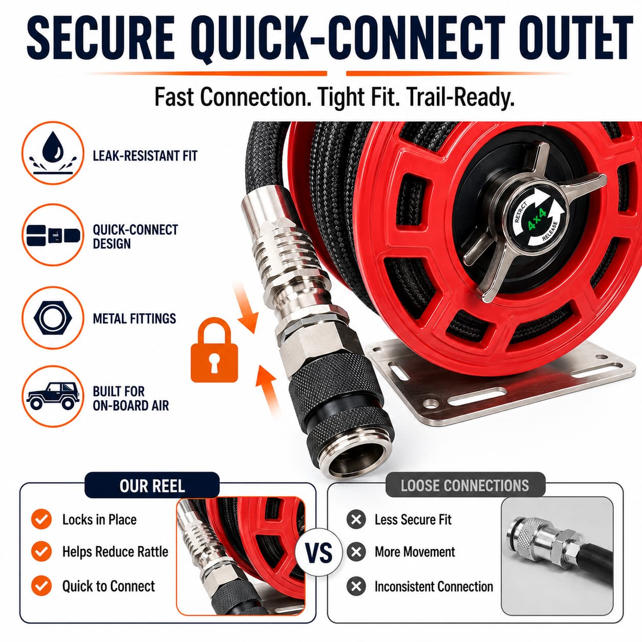 SEAPENG 7m Air Hose Reel for Off-Road Tire Inflation | Jeep, Truck & SUV