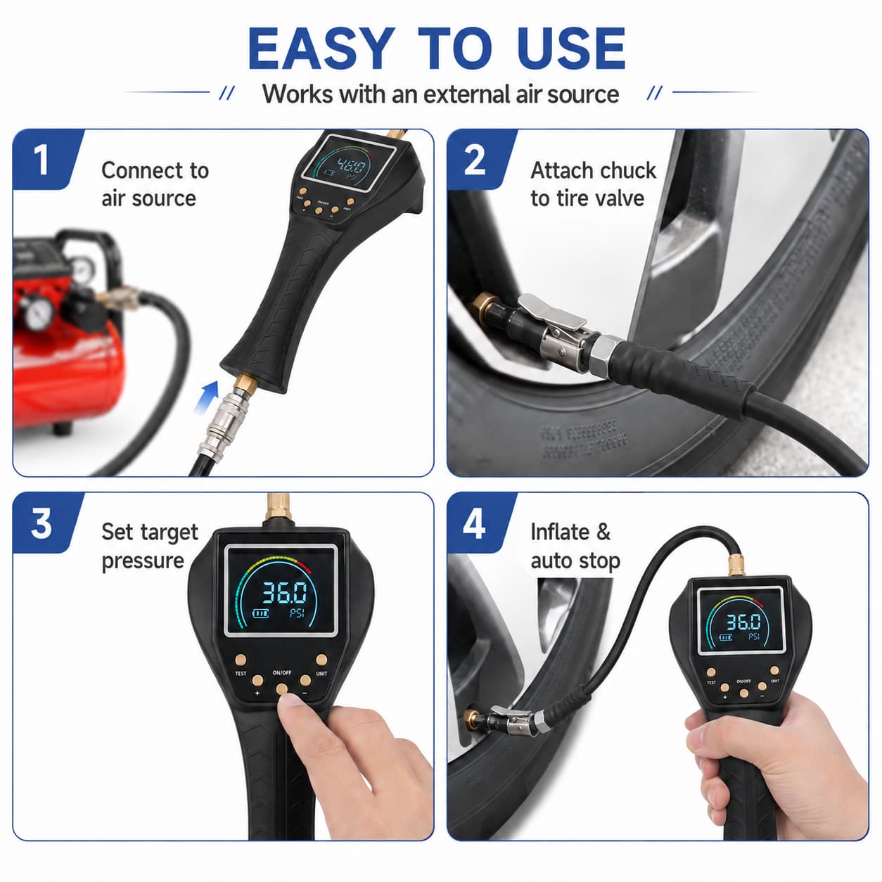 TB-902 Handheld Rechargeable Tire Inflator: Precision Inflation Anywhere, Anytime
