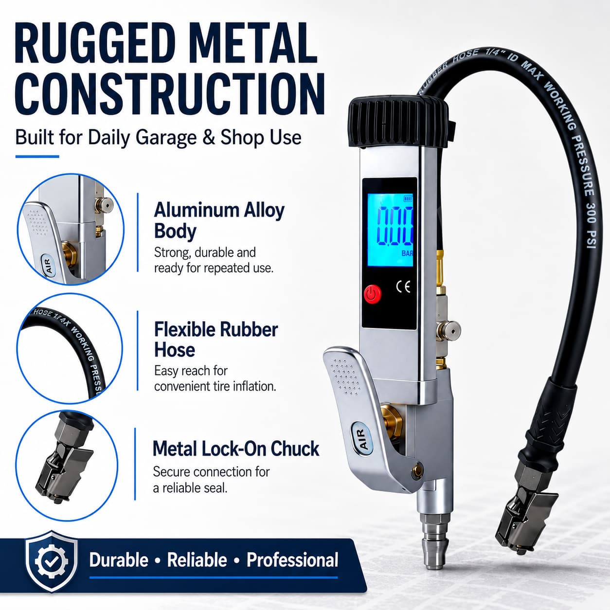 SEAPENG DP-708 Digital Tire Inflator Gauge, 5-230 PSI