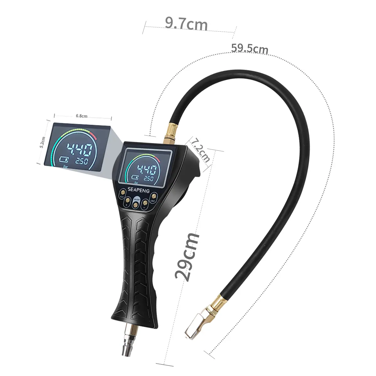 SEAPENG TB-902 Handheld Auto Inflate/Deflate Tire Inflator Gauge for Off-Road, Garage & Fleet Use