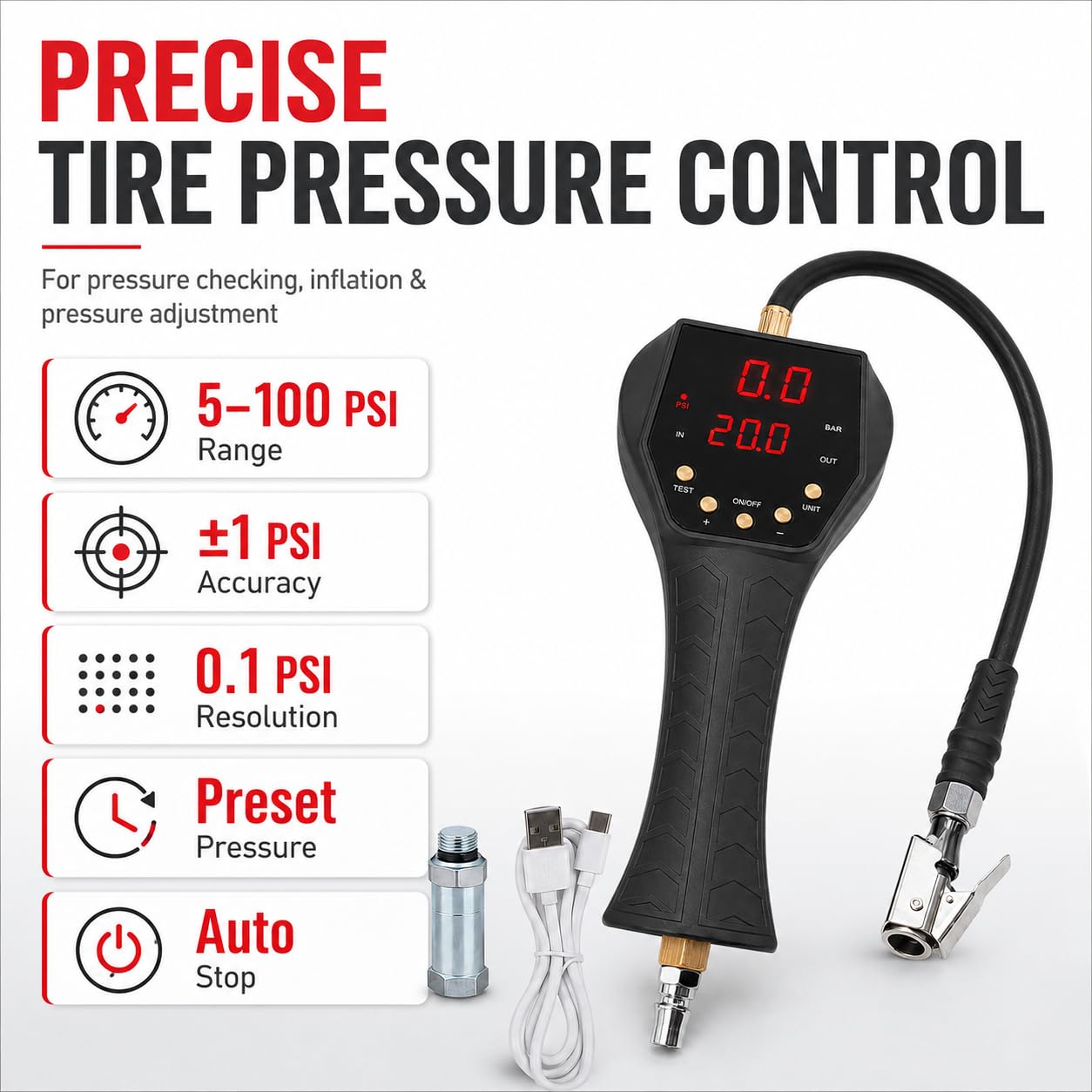 Digital automatic tire inflator TB-902E designed for professional automotive maintenance.