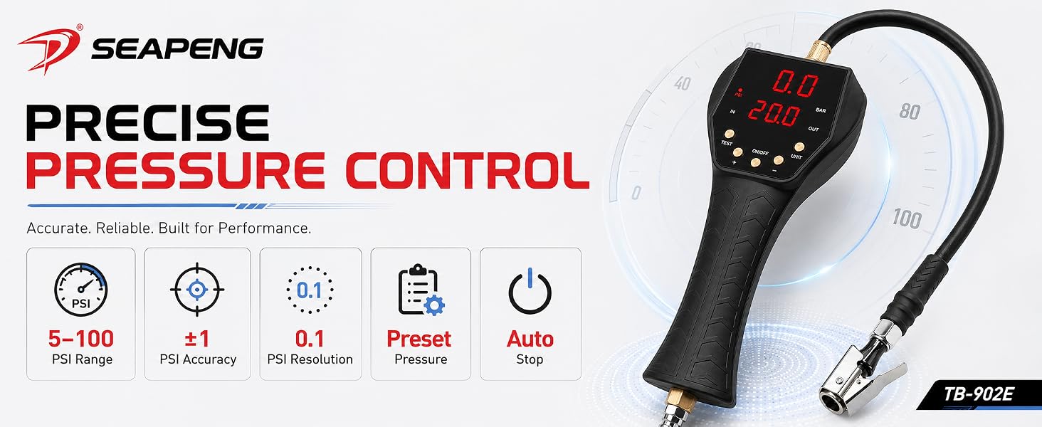 SEAPENG TB-902E tire inflator for garages, tire shops, and auto repair workshops.