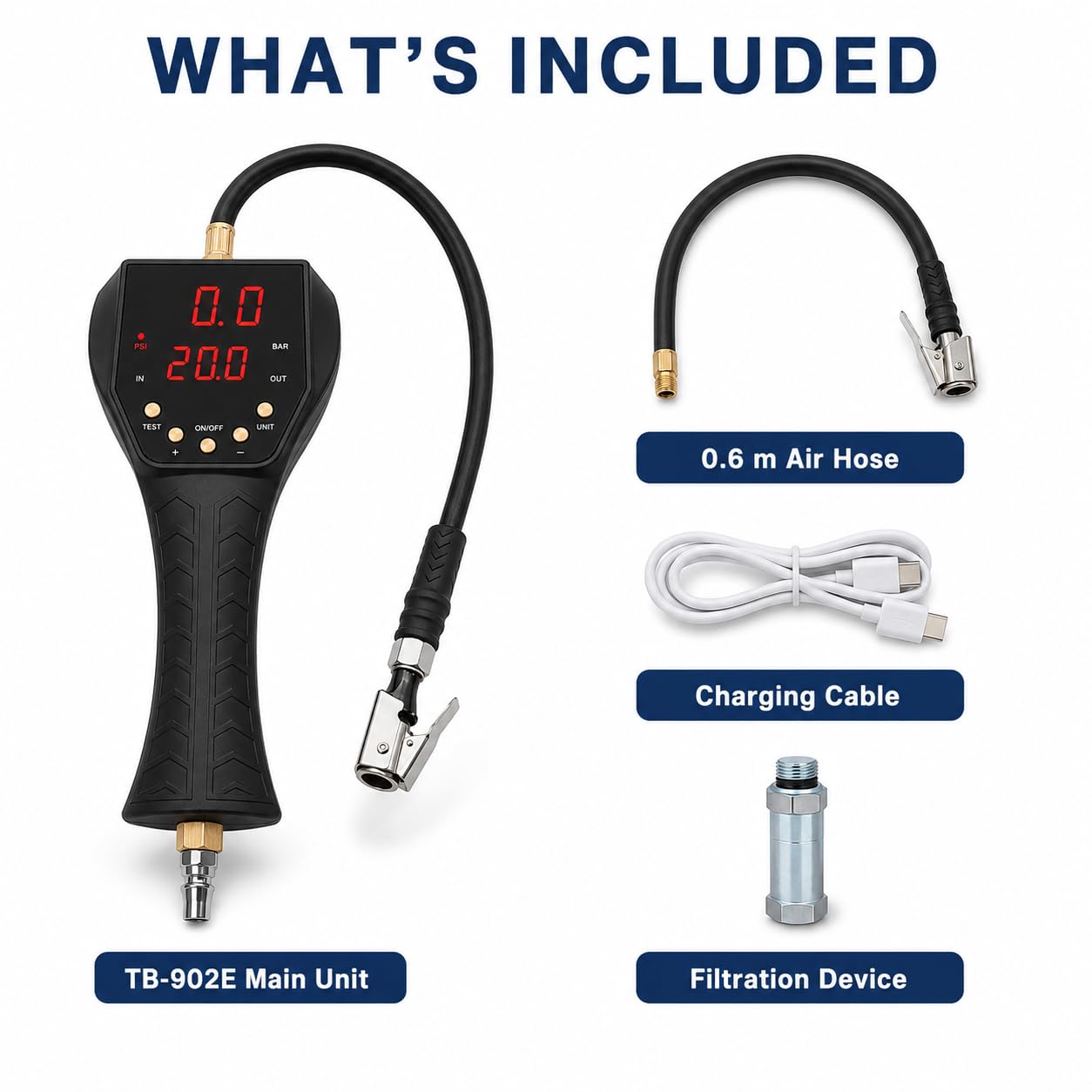 Digital automatic tire inflator TB-902E designed for professional automotive maintenance.