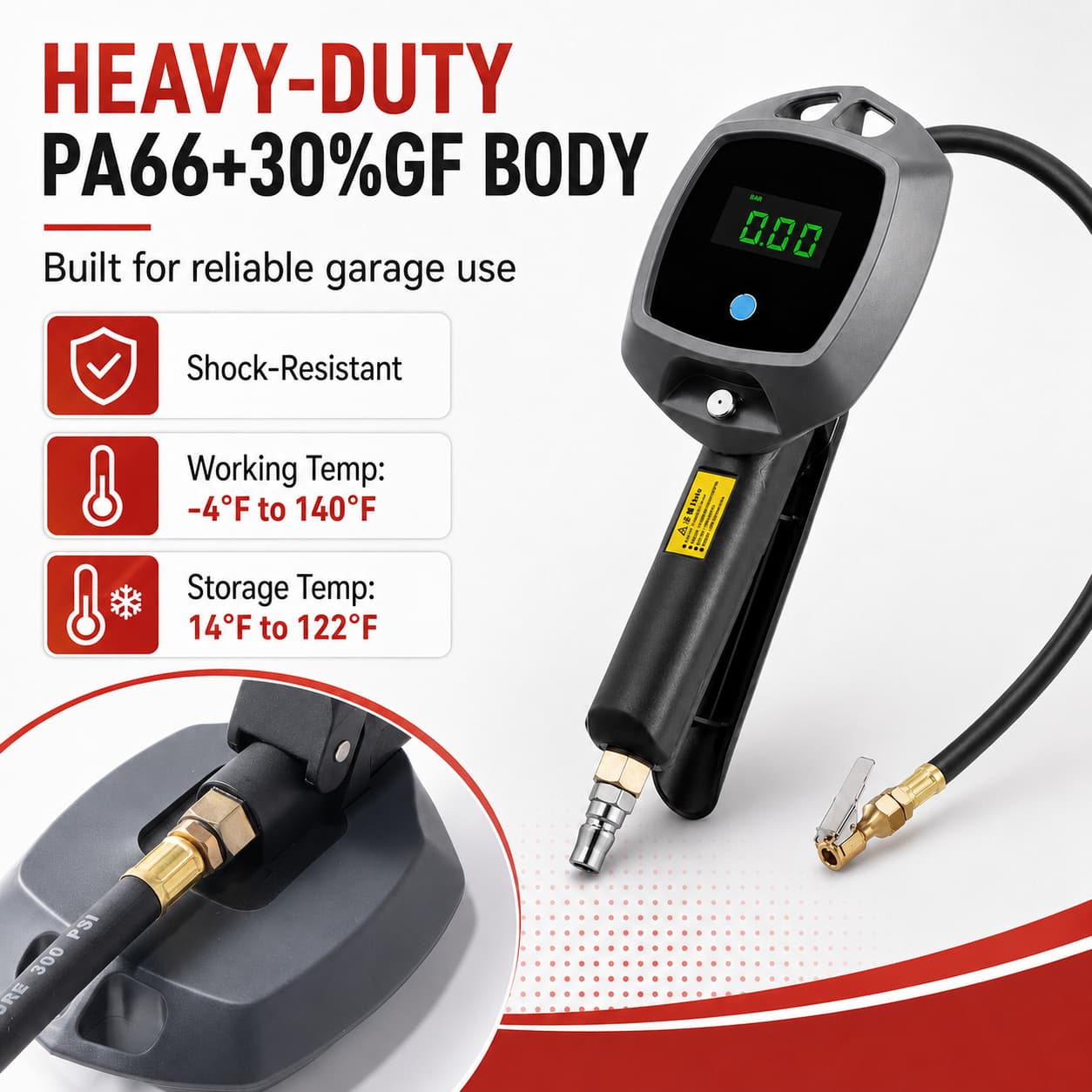 SEAPENG BW-E02 LCD display tire pressure inflator gauge