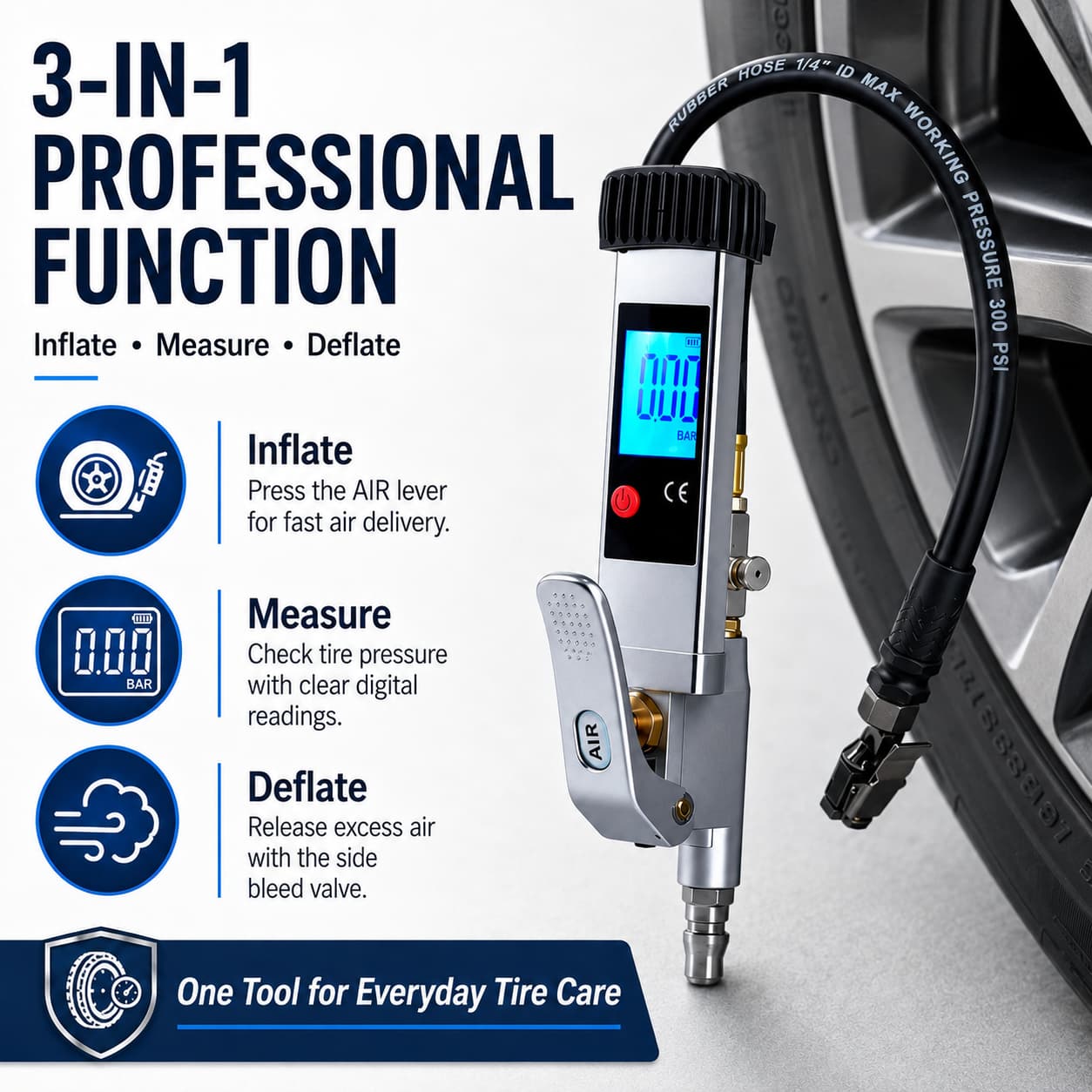SEAPENG DP-708 Digital Tire Inflator Gauge, 5-230 PSI