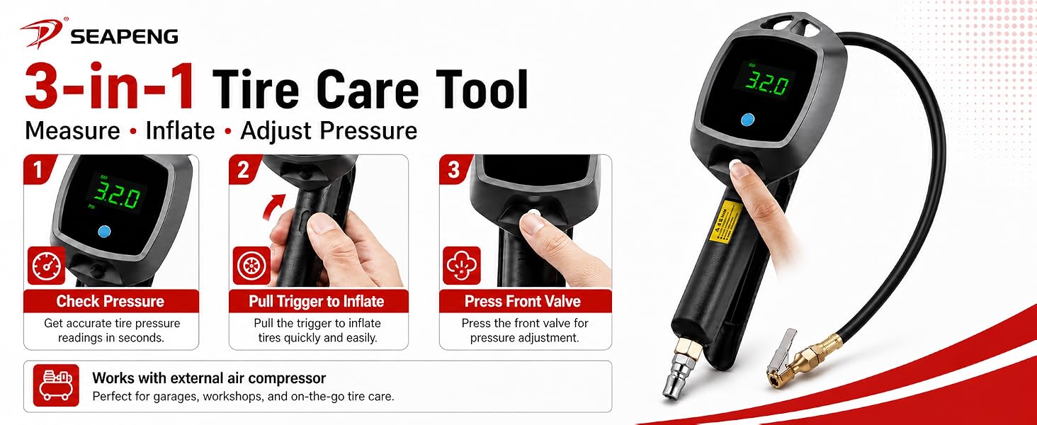 SEAPENG BW-E02 auto shut off tire pressure inflator