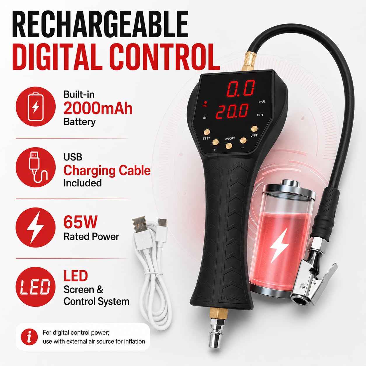 TB-902E automatic air compressor tire inflator for fast and reliable inflation.