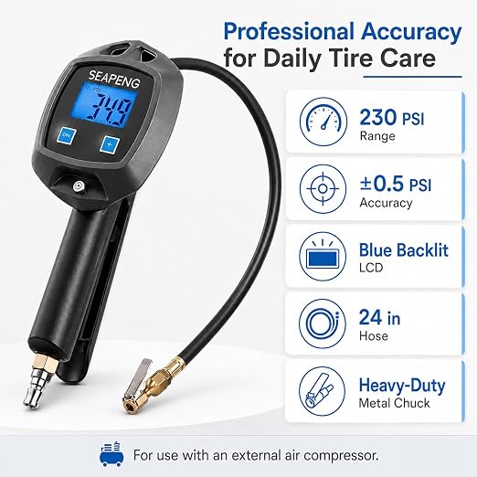 SEAPENG BW-L01 5-230 PSI tire pressure gauge for cars and SUVs