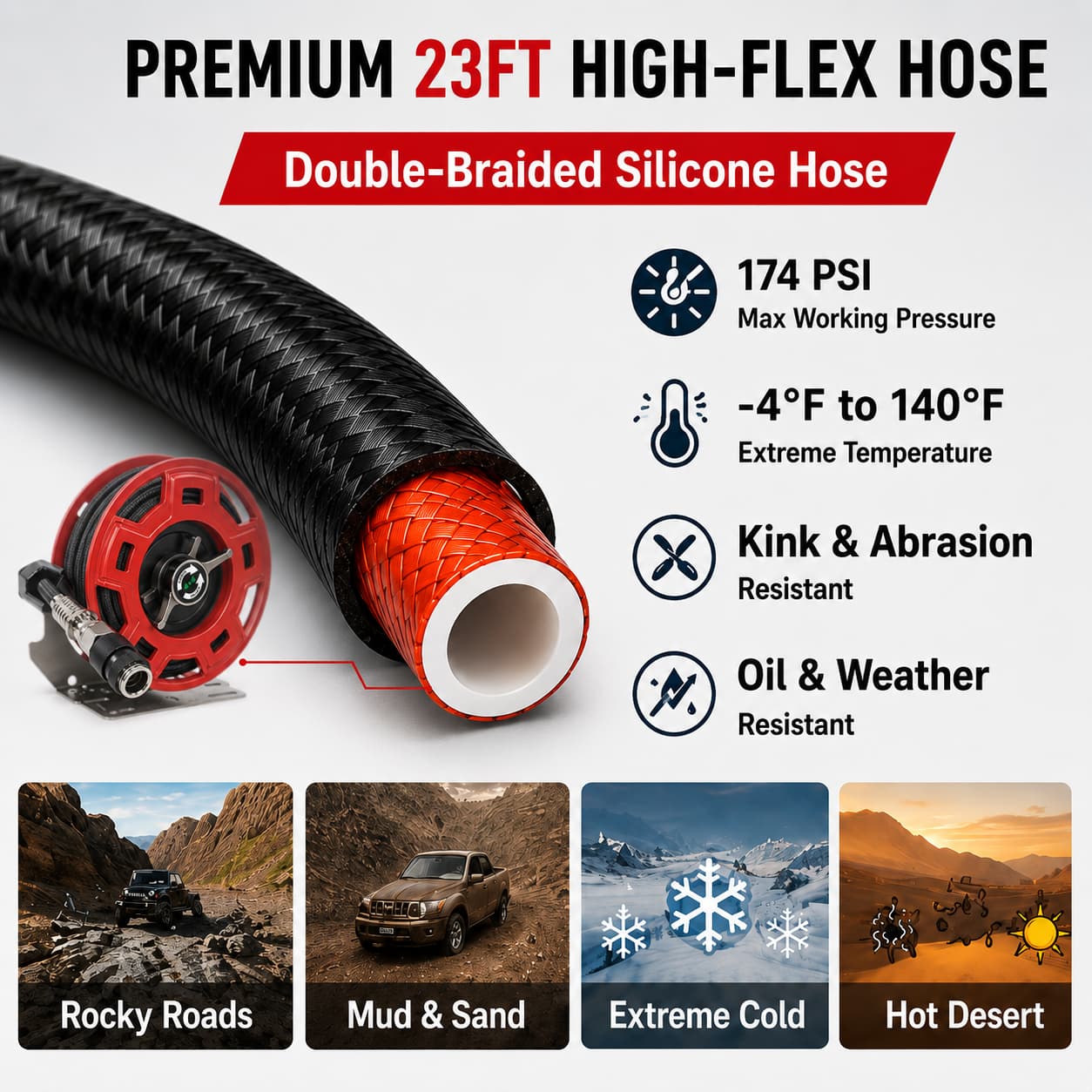 SEAPENG 7m Air Hose Reel for Off-Road Tire Inflation | Jeep, Truck & SUV