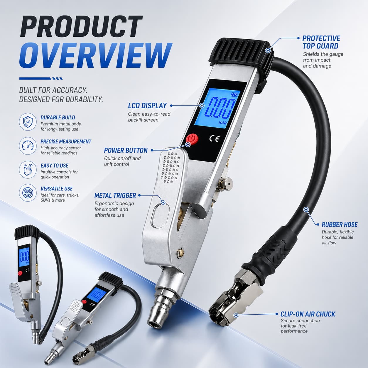 SEAPENG DP-708E digital tire gauge size and specification