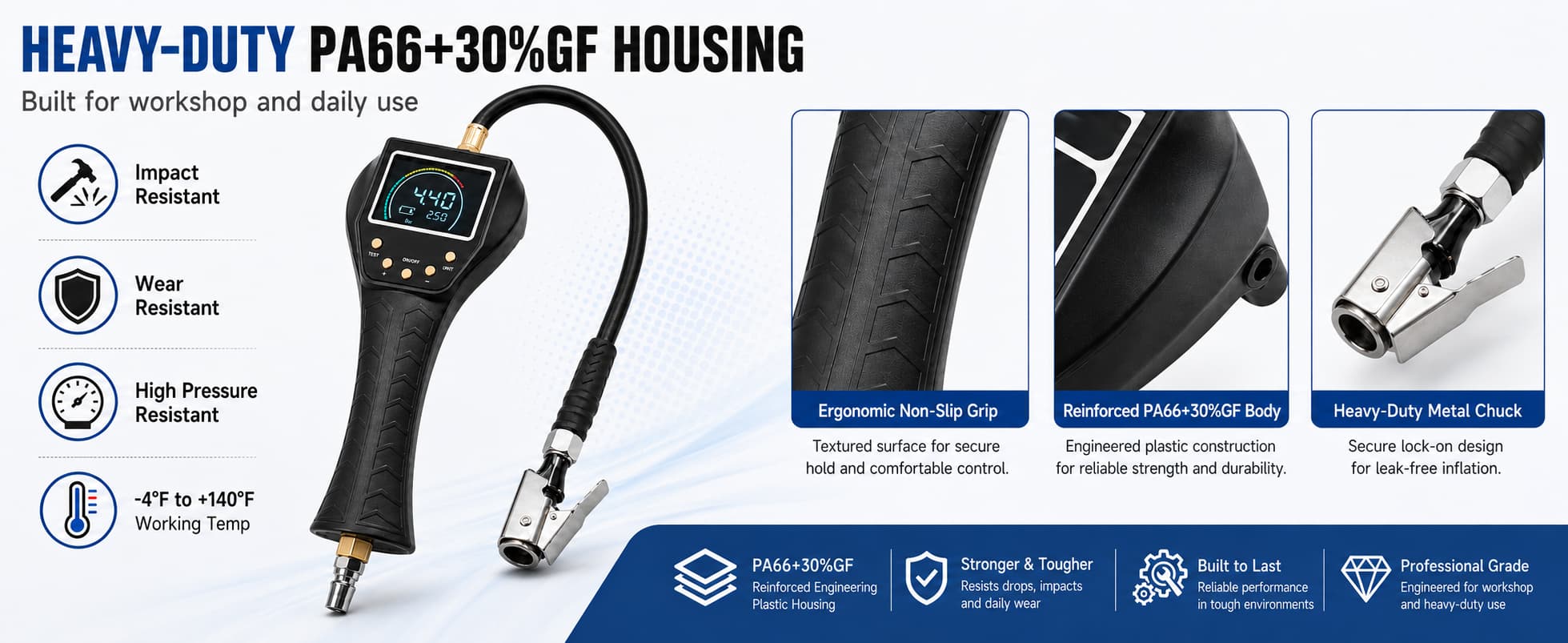 SEAPENG TB-902 tire inflator with 24 inch rubber hose