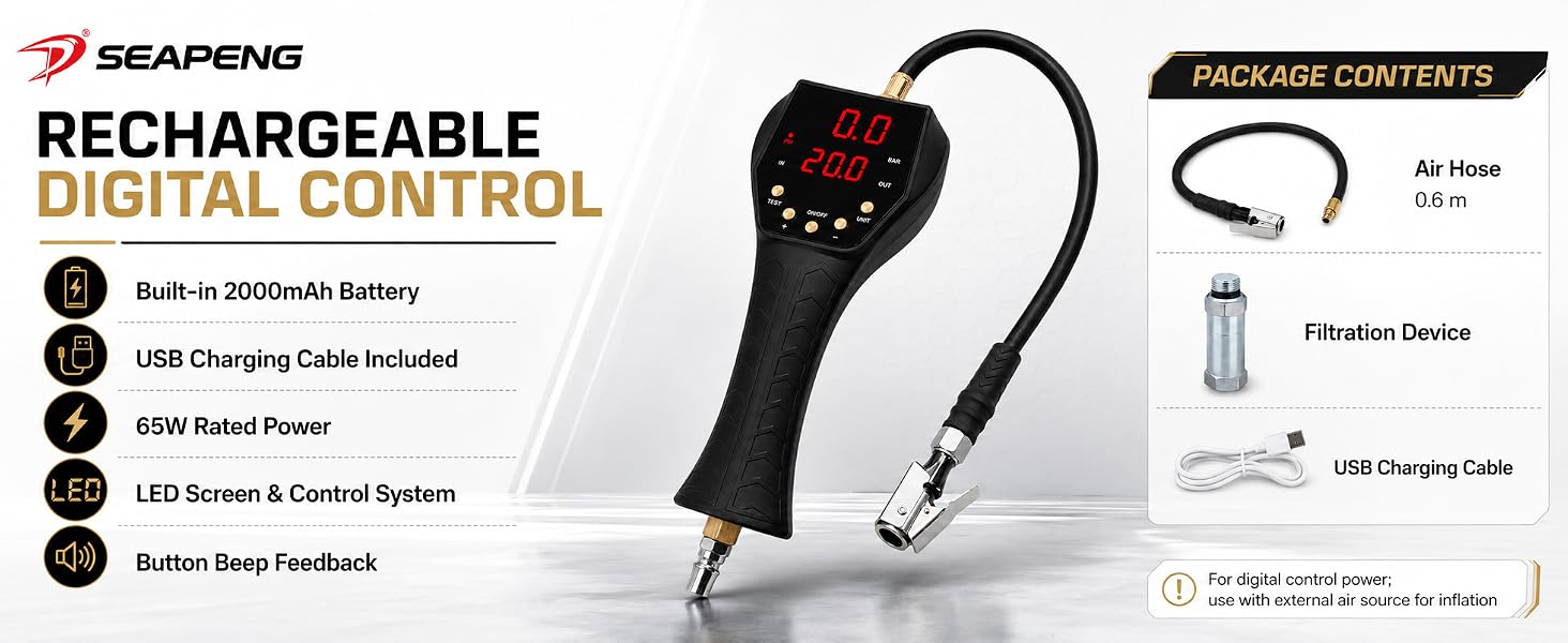 Automatic tire inflator TB-902E with digital display for workshop use.